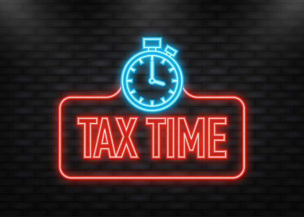 Neon icon tax time red 3d realistic paper speech bubble isolated