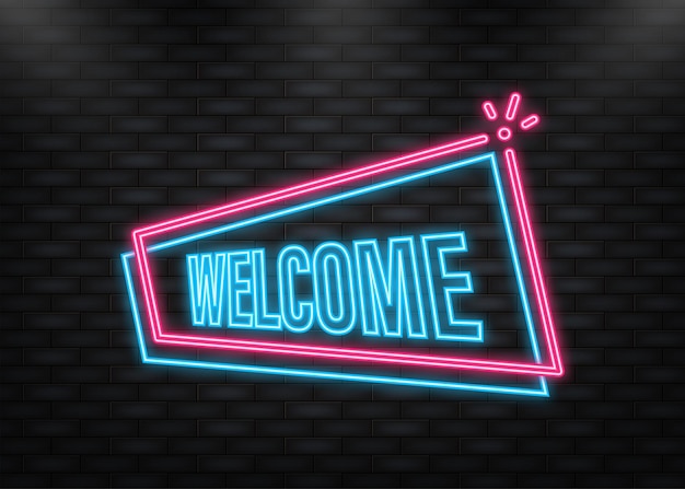 Neon icon vintage welcome banner vector banner invitation card banner