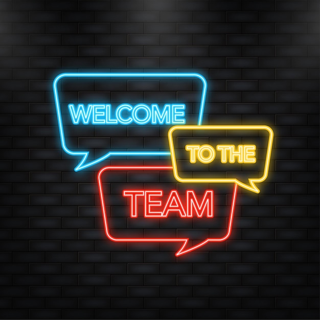 Neon icon benvenuti nel team fumetti colorati unisciti al nostro team business di successo