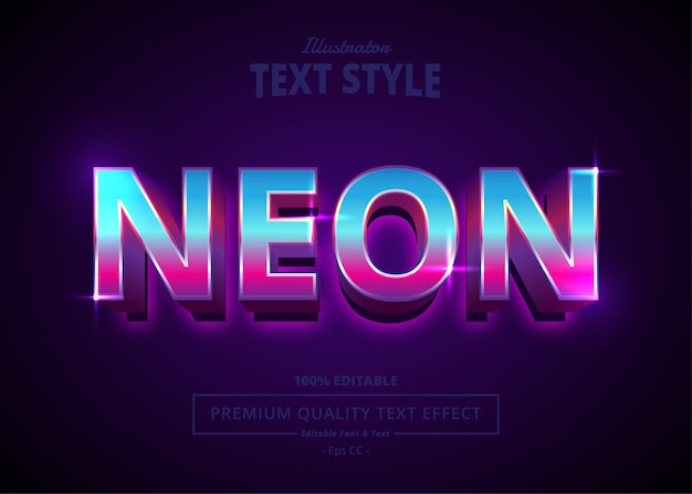 Текстовый эффект neon illustrator