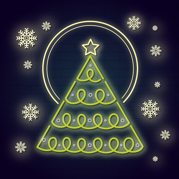 Vector neon kerstboom concept