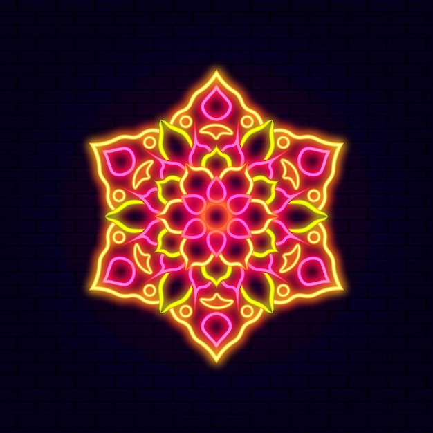 Neon kleurrijke Mandala-achtergrond