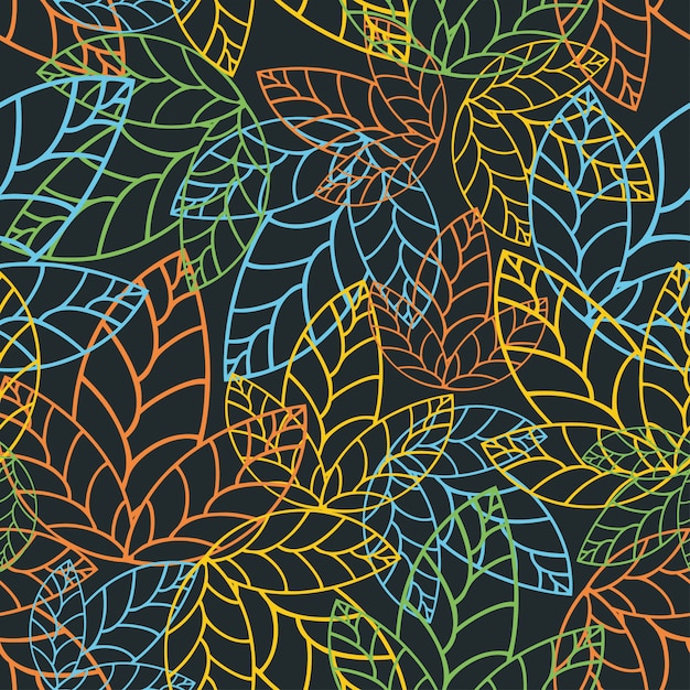 Neon Leaf with seamless pattern design