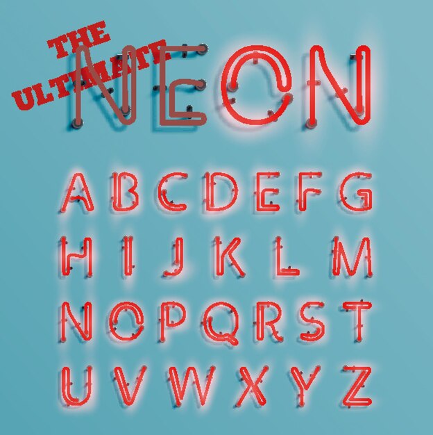 Vector neon letter font design vector