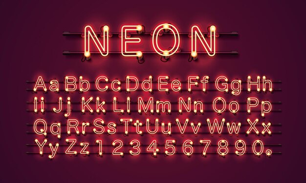 Vector neon letter font design vector