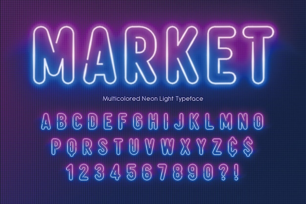 Vector neon letter font design vector