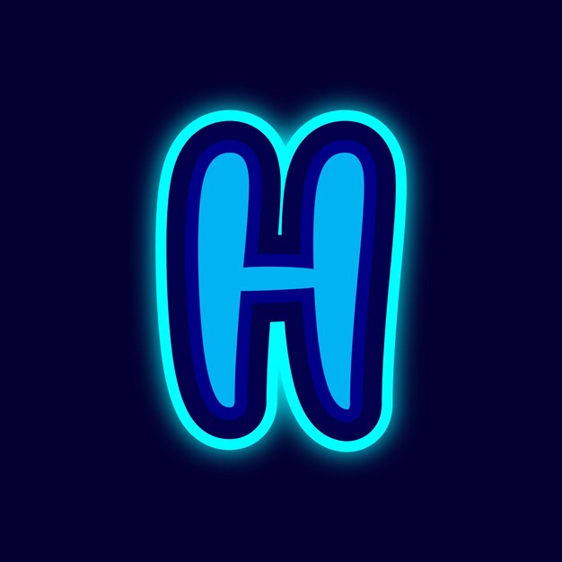 Premium Vector | Neon letter h with a blue background