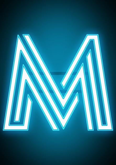 Neon letter m alphabet stock vector illustration of glowing