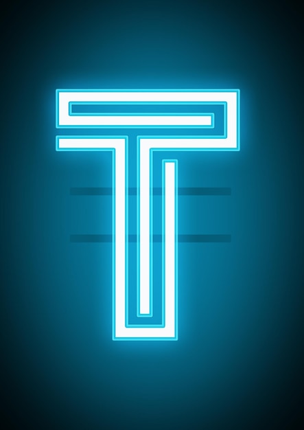 neon letter T Alphabet Stock vector illustratie van gloeiend