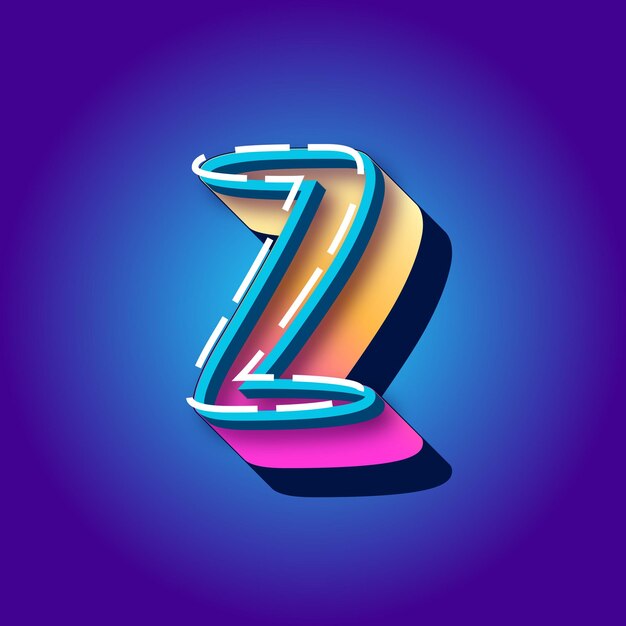 Premium Vector | A neon letter z with a blue background.