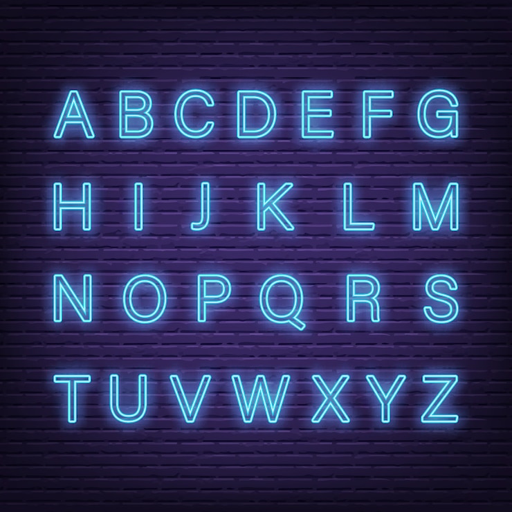 Vector neon letters alfabet