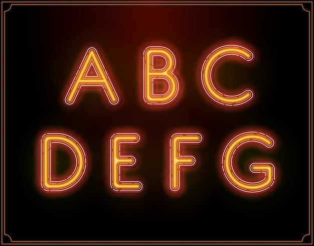 Neon lettertype alfabet. Gloeiend.