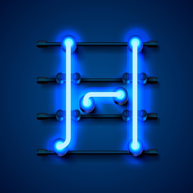 Neon lettertype letter h, kunst design uithangbord. vector illustratie