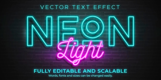 Neon licht teksteffect sjabloon