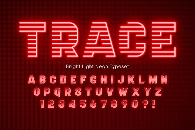 Vector neon light 3d alphabet, extra glowing font.