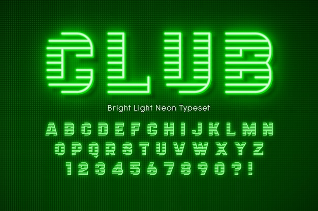 Neon light 3d alphabet, extra glowing font