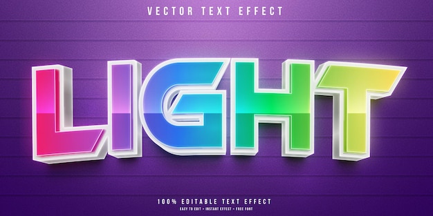 Vector neon light 3d editable text effect