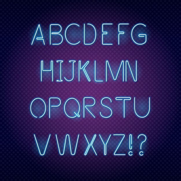 Vector neon light alphabet, multicolored extra glowing font