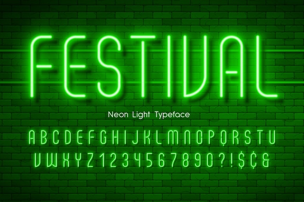 Neon light  alphabet, .