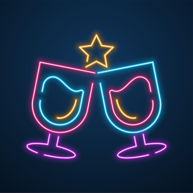 Neon light beverage party vector