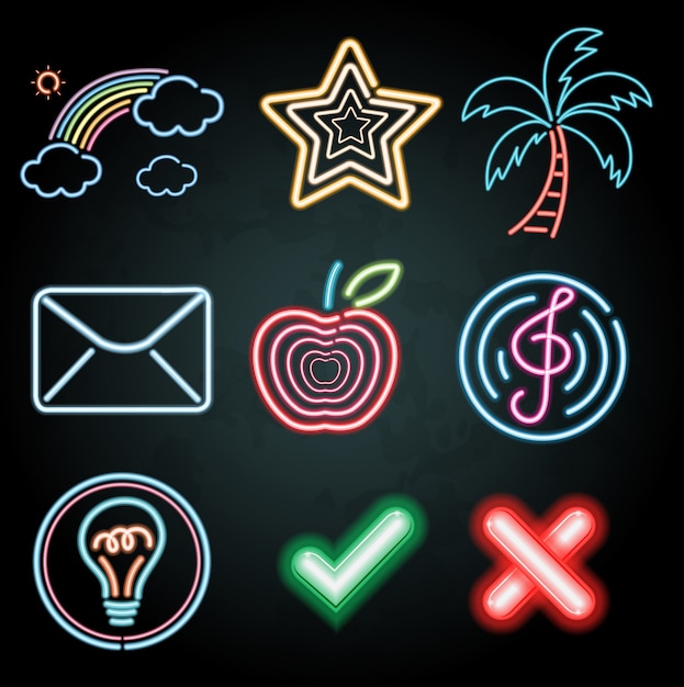 Neon light decoration with different items