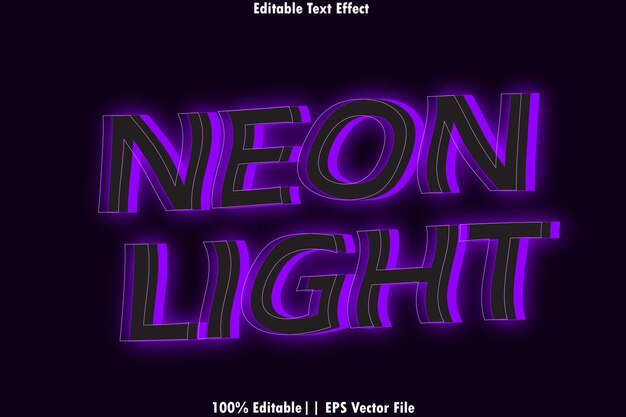 Vector neon light editable text effect 3d neon style