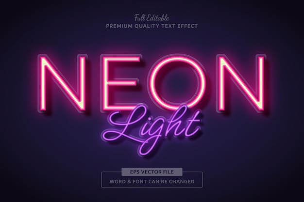 neon light editable text effect font style