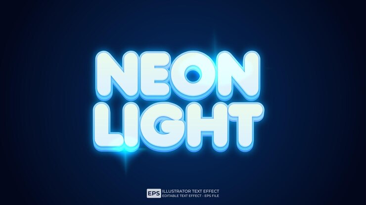 Vector neon light editable text effect font