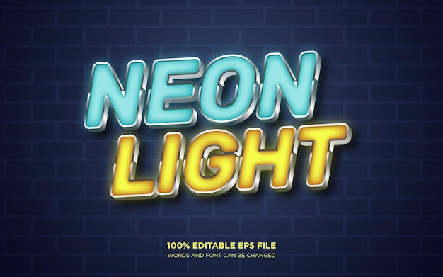 Редактируемый текстовый эффект neon light