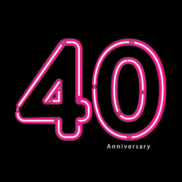 Neon light effect 40th year anniversary