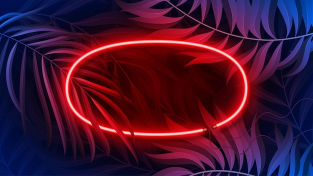 Вектор Рамка неонового света флуоресцентного цвета, тропический