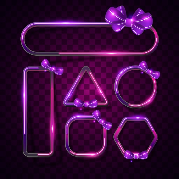 Vector neon light glow glowing sign vector background purple pink banner frame border abstract vintage retro christmas