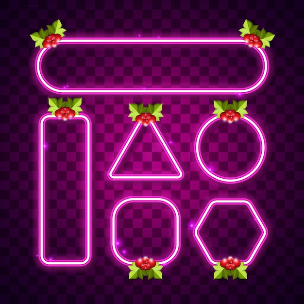 Vector neon, light, glow, glowing, sign, vector, background, purple, pink, banner, frame, border, abstract, vintage, retro, christmas,