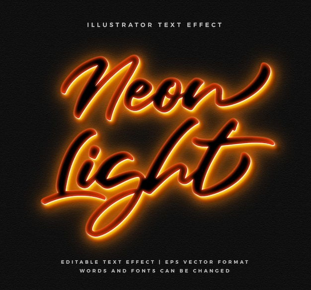 Vector neon light glowing text style font effect