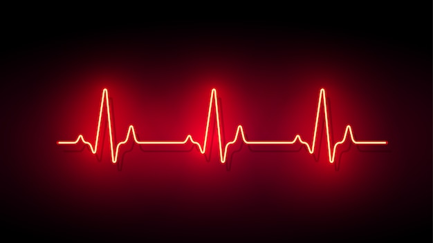 Neon light heart pulse shape  background