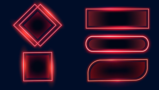 Neon light modern frames set