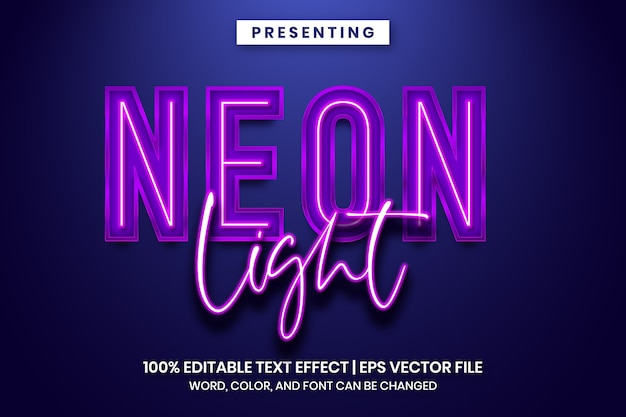 Vector neon light sign text effect