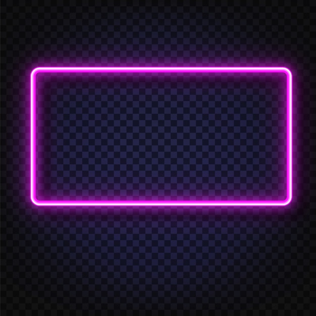 Vector neon light square sign.