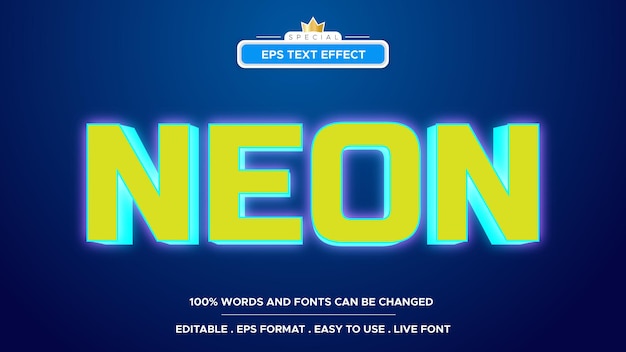 Neon light text effect 3d editable retro and glowing text style