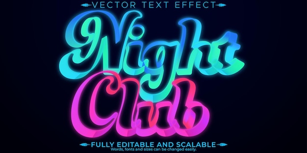 neon light text effect editable retro and glowing text style