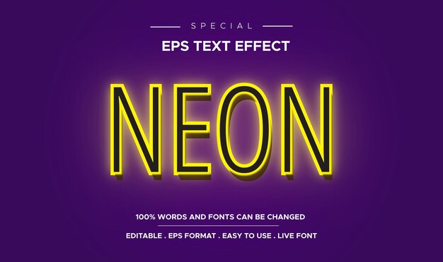 Neon light text effect editable