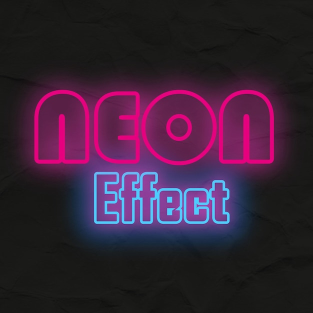 Neon light text effect in a free vector format