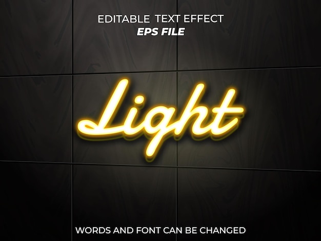 Neon light text effect in wall glow font editable typography 3d text vector template