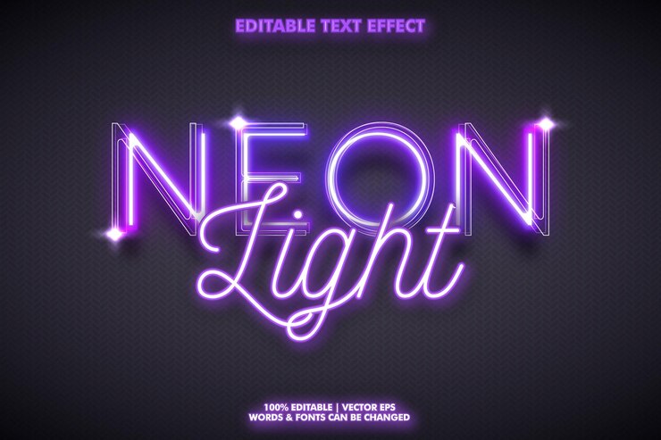 Vector neon light text effect