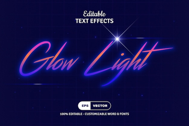 Vector neon light text effect