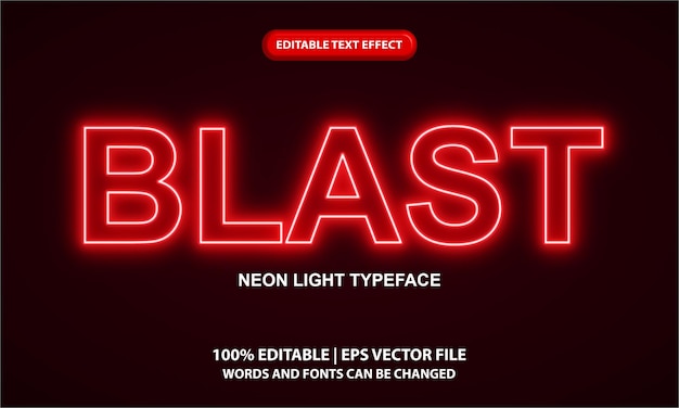 Neon light typeface editable text effect template