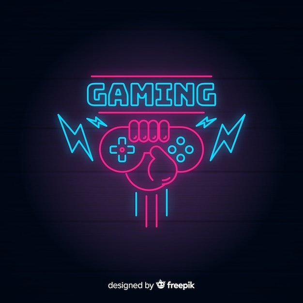 Neon lights vintage gaming logo