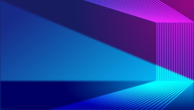 Neon lines build a vector background that extends the sense of space and technology