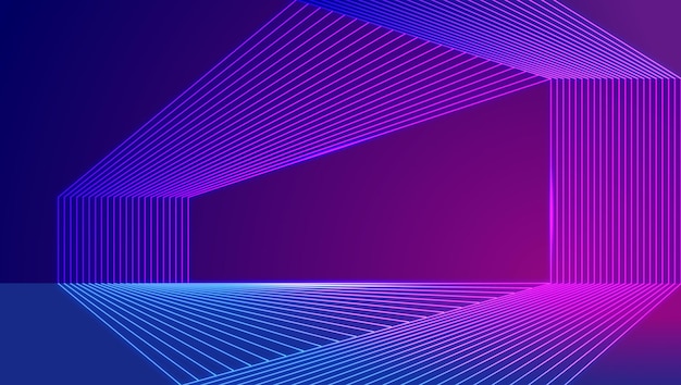 Vector neon lines build a vector background that extends the sense of space and technology