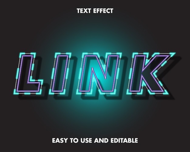 Neon link text effect. editable font style.